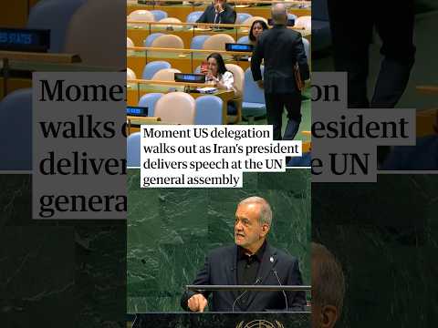 Moment US delegation walks out as Iran’s president delivers speech at the UN general assembly