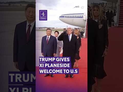 Trump gives President Xi rare planeside welcome to Washington DC