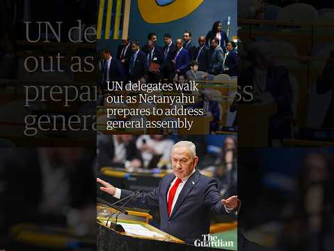 UN delegates walk out as Israel’s Netanyahu prepares to address general assembly