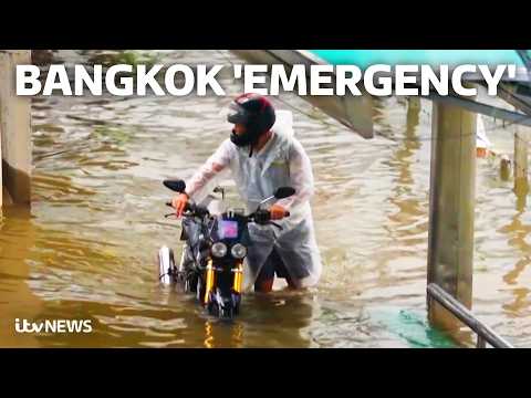 Footage shows roads submerged following major flooding in Bangkok