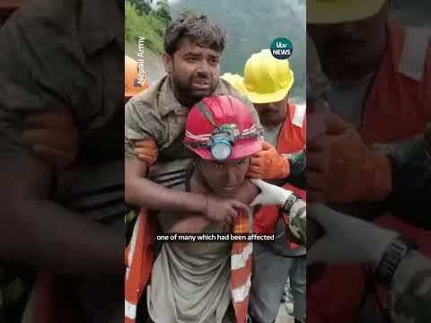 Two men saved from a flooded tunnel in Nepal have been flown to hospital #nepal #flood