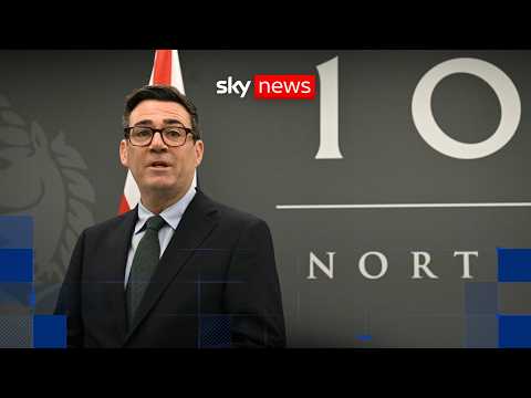 Andy Burnham delivers speech in Manchester