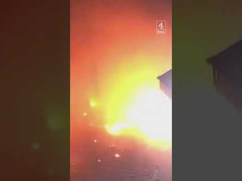 Moment Russian strike hits a street in Kharkiv, Ukraine