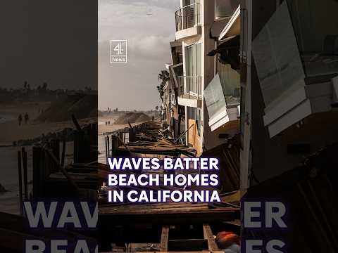 Waves batter beach homes in California