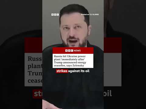 Zelensky: Russia hit Ukraine power plant ‘immediately after’ energy ceasefire announcement. #BBCNews