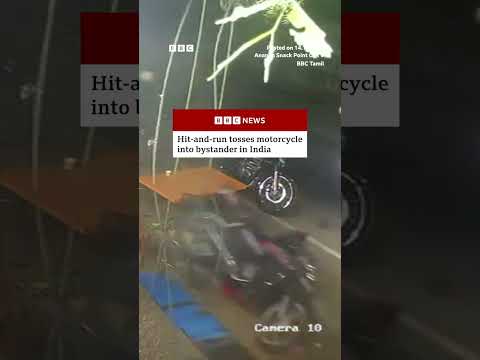 Hit-and-run tosses motorcycle into bystander in Thoothukudi, India. #India #BBCNews