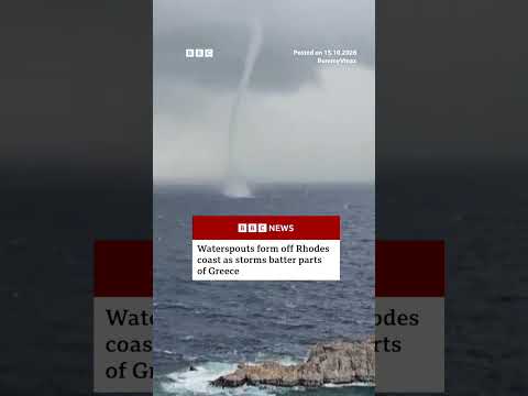 Waterspouts form off Rhodes island as severe storms batter Greece. #Rhodes #Greece #BBCNews