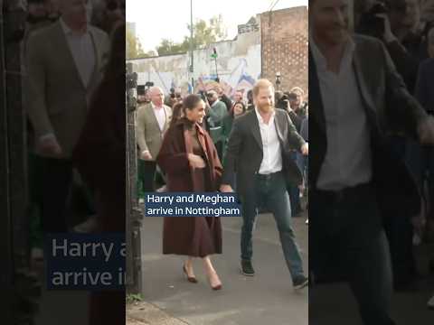 Harry and Meghan arrive in Nottingham