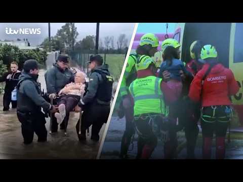 Watch as people trapped by devastating flooding in Spain are rescued
