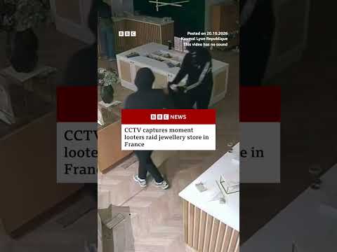 CCTV captures moment looters raid jewellery store in France. #France #Lyon #BBCNews