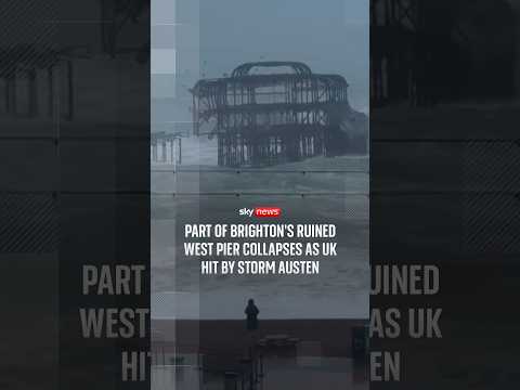 Part of Brighton’s ruined West Pier collapses as UK hit by Storm Austen