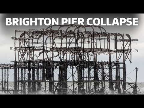 Watch moment Brighton’s historic pier partially falls into sea as Storm Austen whips up waves
