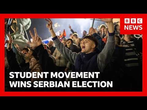 Joy and disbelief on Serbian streets as Vučić concedes election defeat | BBC News