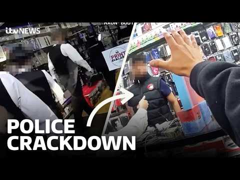Watch as police seize 300 suspected stolen phones in shop raid