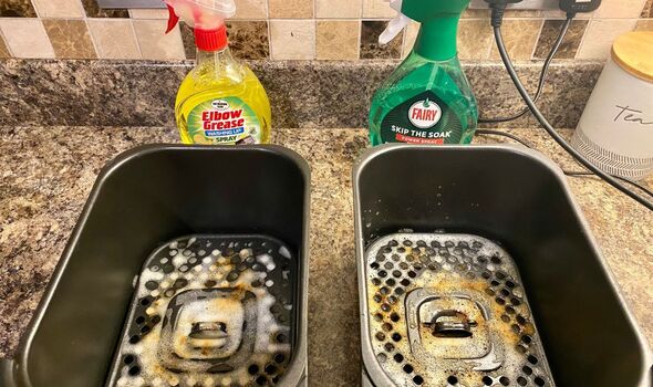 I cleaned my air fryer with Fairy Liquid and Elbow Grease washing up spray–1 clear winner