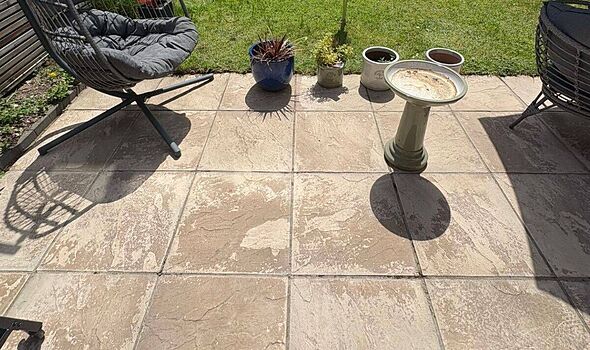 I clean my patio every October with £1 Home Bargains product that removes dirt and moss